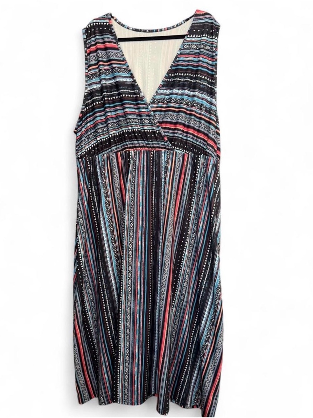 Plus Size Aztec Striped Sleeveless Maxi Dress Size 5XL
